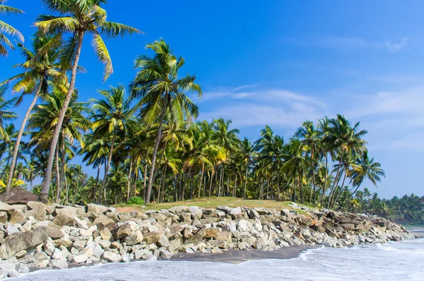 Unglaubliche indische Strände, schwarzer Strand, Varkala. Kerala, Indien. — Stockfoto