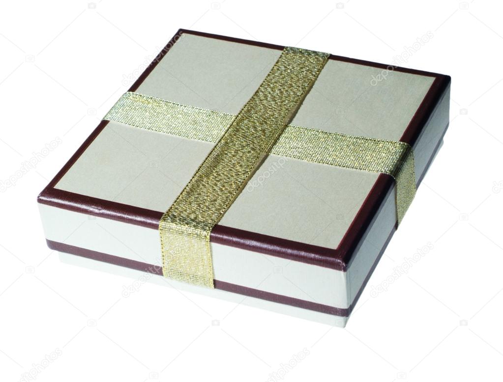 Bright gift box with ribbons