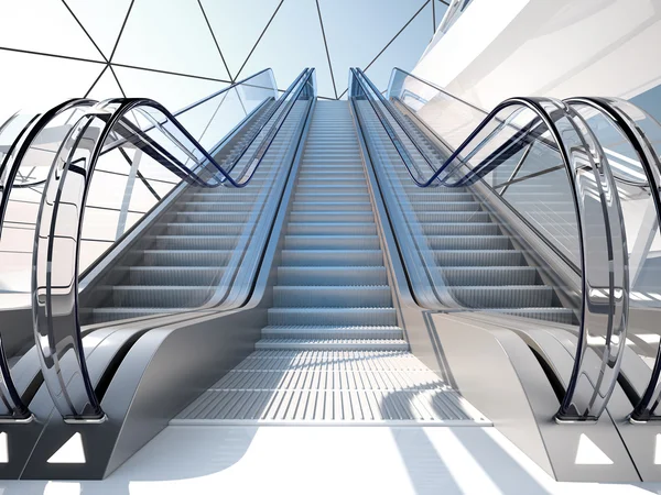 Escalator dans un bâtiment futuriste — Photo