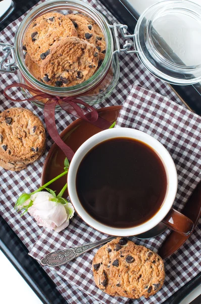 Fresh breakfast, coffee and cookies — Stock Photo, Image