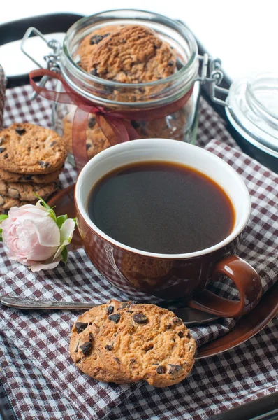 Taze Kahvaltı, kahve ve kurabiye — Stok fotoğraf