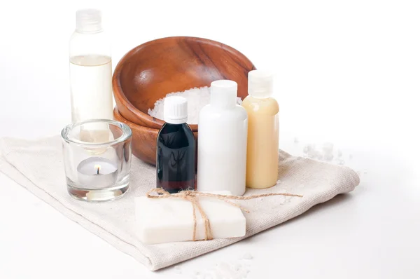 Produtos para spa, cuidados com o corpo e higiene — Fotografia de Stock