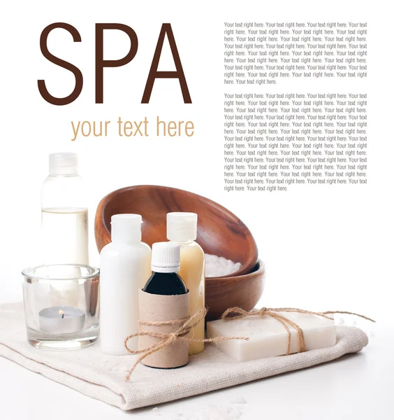 Produits pour soins du corps et modèle de spa — Photo