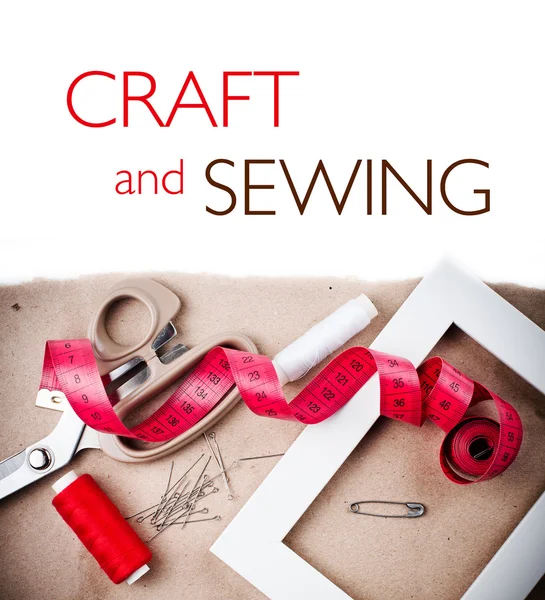 Plantilla con herramientas para coser y hacer a mano — Foto de Stock
