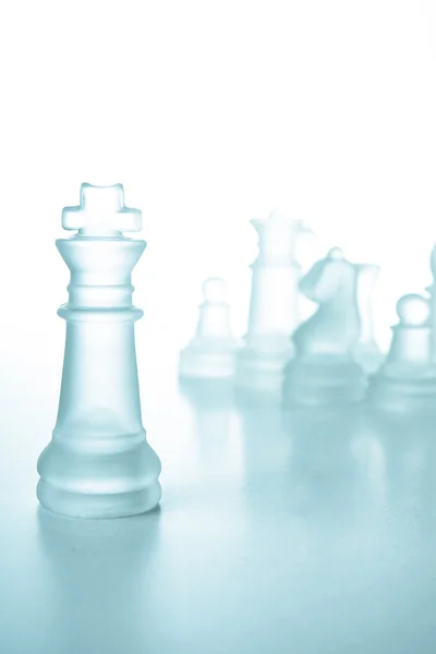 Success and leadership concept, glass chess king — Stock Photo, Image