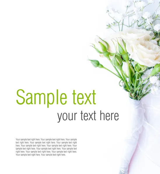White roses on a white tulle, ready template — Stock Photo, Image