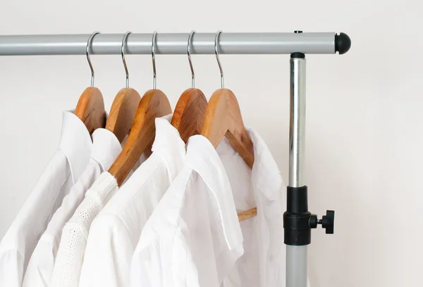 White clean clothes, shirts and jackets — Stock Photo, Image