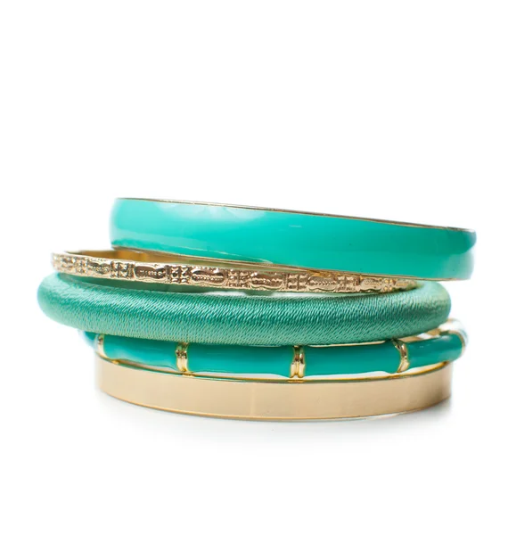 Jewelry, five elegant women's bracelets, isolated — Stock Photo, Image
