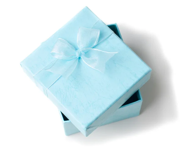 Открытая пустая голубая подарочная коробка — стоковое фото