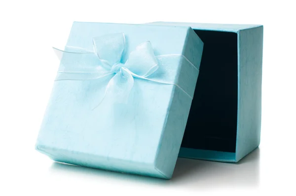 Opened empty blue gift box isolated — Stock Photo, Image