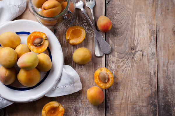 Rustic still life with apricots