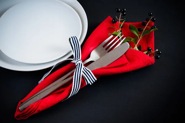 Autumn table setting with wild grapes — Stock Photo, Image