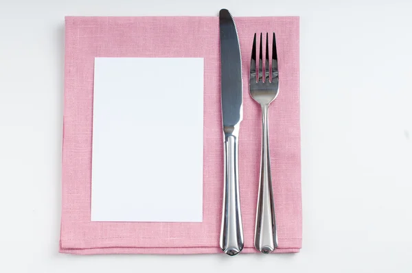 Silverware and cardboard card — Stock Photo, Image