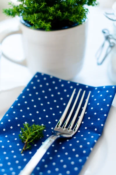 Ajuste de mesa en tonos azul marino —  Fotos de Stock