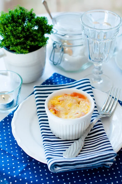 Casserole, baked eggs and cheese — Stock Photo, Image