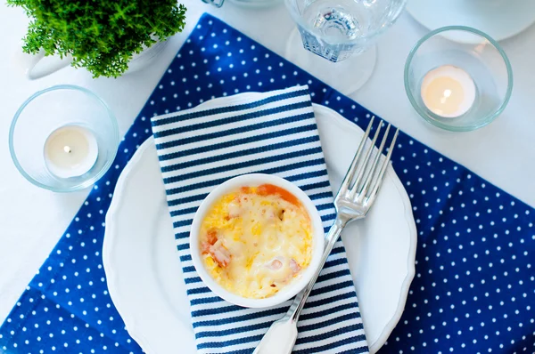 Casserole, baked eggs and cheese — Stock Photo, Image