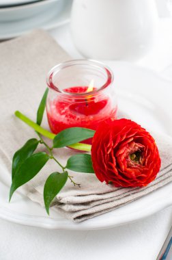 Kırmızı çiçekli masa ayarı