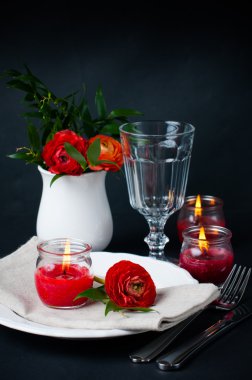 siyah bir arka plan üzerinde kırmızı düğünçiçekleri Tablo ayarı