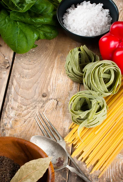 Food background on wooden board — Stock Photo, Image