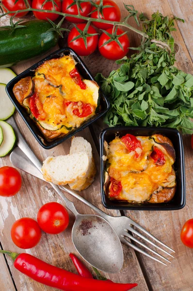 Two dishes of vegetable casserole — Stock Photo, Image