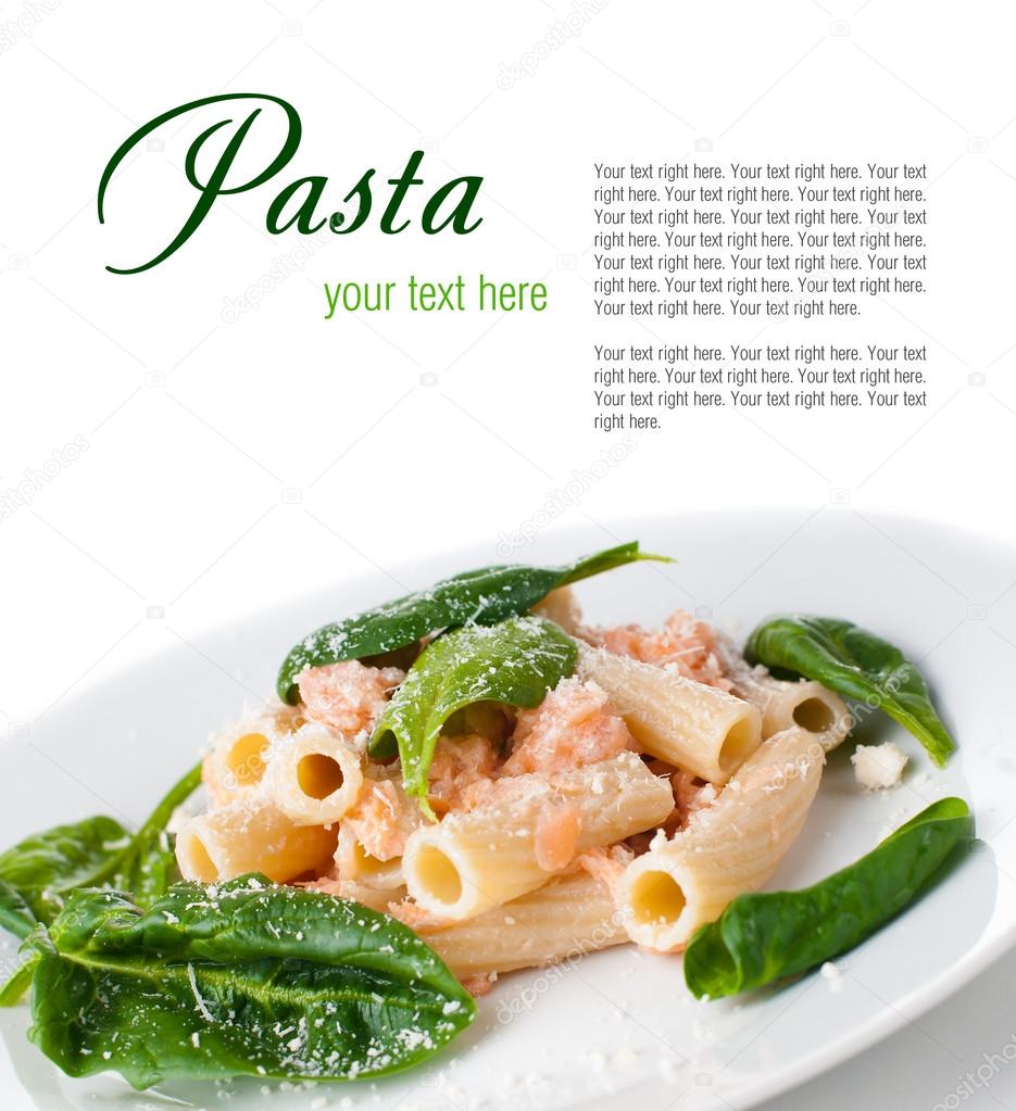 Pasta with salmon and spinach