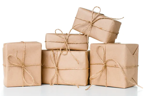 Birkaç hediye kutuları, posta parsel — Stok fotoğraf