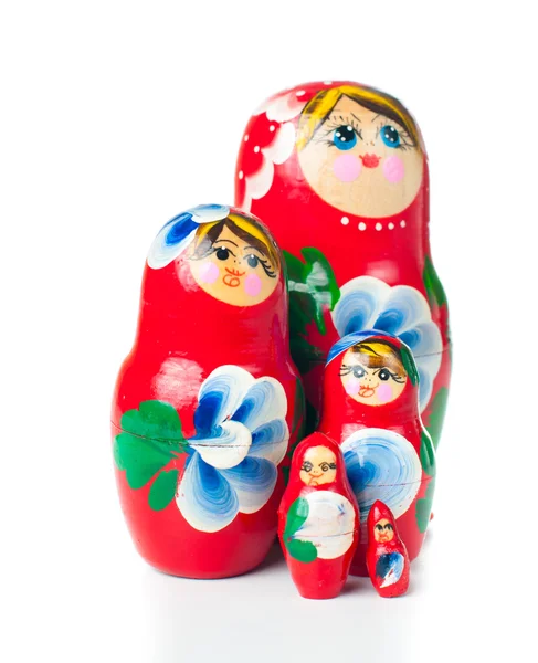 Rote Matrjoschka russische Puppen — Stockfoto