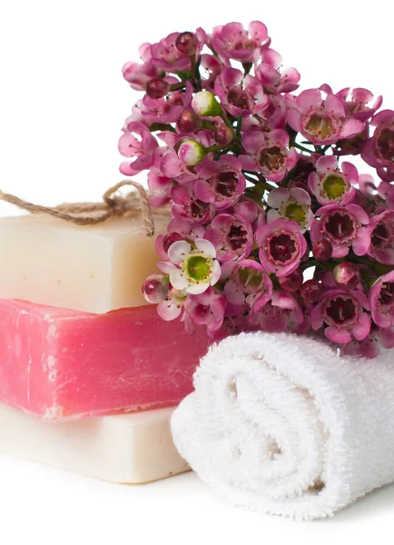 Products for spa in pink — Stock Photo, Image