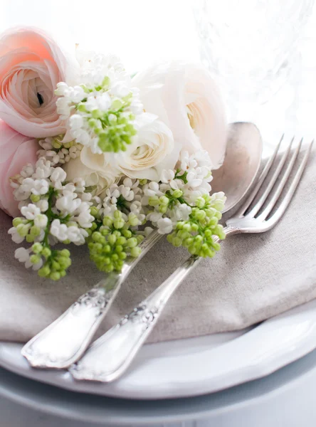 Düğün zarif yemek masası ayarı — Stok fotoğraf