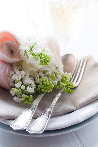 Bröllop elegant matbord inställning — Stockfoto