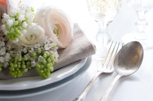 Svatební elegantní jídelní stůl nastavení Royalty Free Stock Obrázky