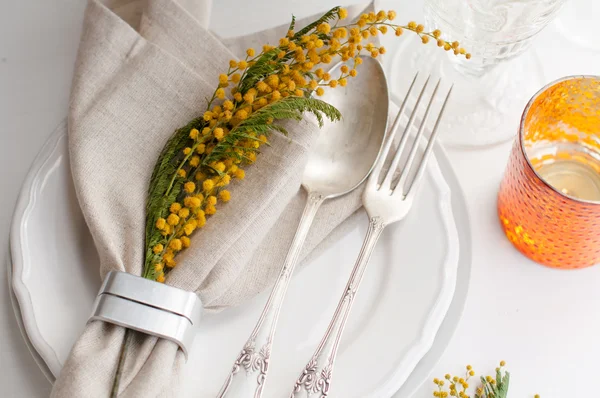 Spring festive dining table setting — Stock Photo, Image