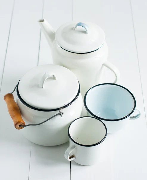 White vintage kitchenware — Stock Photo, Image