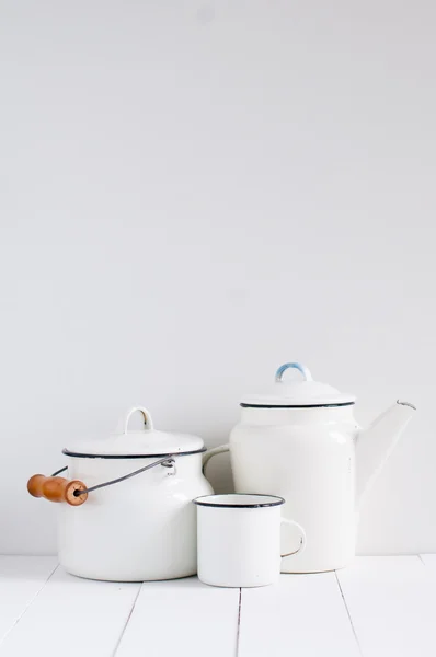 White vintage kitchenware — Stock Photo, Image