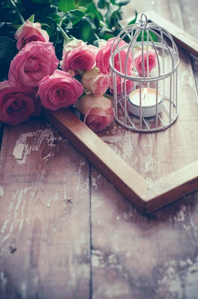 Vintage decor with roses — Stock Photo, Image