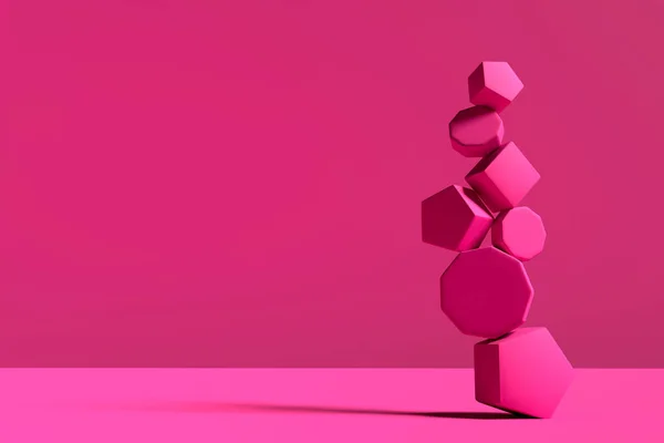 Абстрактный Рендеринг Готовый Шаблон Минималистичными Розовыми Объектами Темном Фоне — стоковое фото