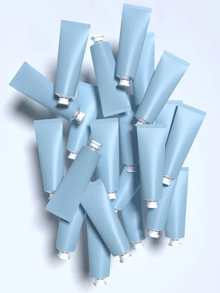 Kosmetické Krémové Trubice Prázdné Kosmetické Kosmetické Výrobky Balení Mock Bílém — Stock fotografie