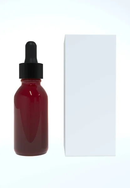 Face Oil Serum Amber Brown Glass Bottle Design Ready Dropplet — Stock Photo, Image