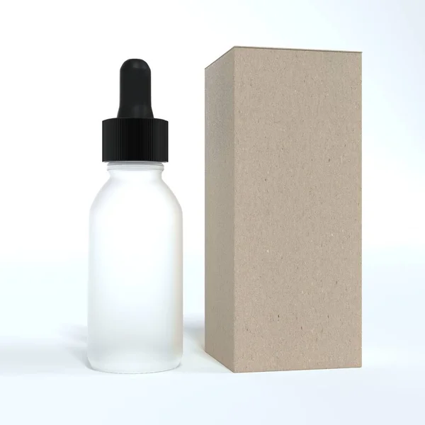Face Oil Serum Frosted Glass Bottle Black Cape Design Ready — Stock Photo, Image