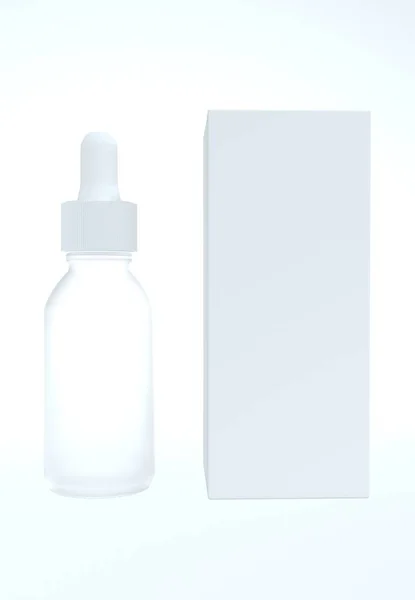 Face Oil Serum Frosted Glass Bottle Design Ready Dropplet Cardboard — Stockfoto