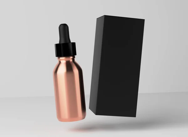 Face Oil Serum Copper Metal Bottle Design Ready Dropplet Black — Φωτογραφία Αρχείου