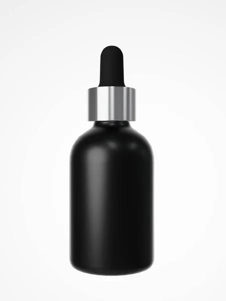 Cosmetic Serum Black Dropper Bottle Render Care Product Packaging Design — Stock Photo, Image