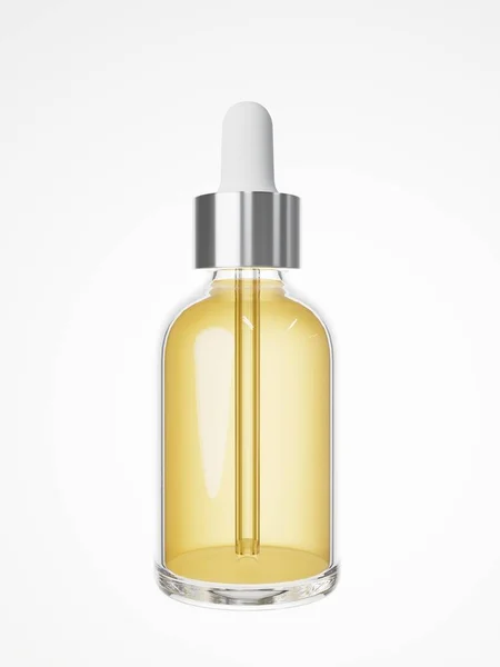 Cosmetic serum and oil dropper bottle 3D render, care product packaging for design and branding mockup