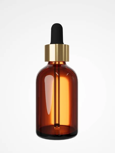 Cosmetic Serum Dropper Brown Glass Bottle Render Care Product Packaging — Stock Photo, Image