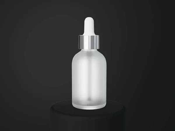 White Glass Cosmetic Serum Dropper Bottle Render Care Product Packaging — Stock Photo, Image