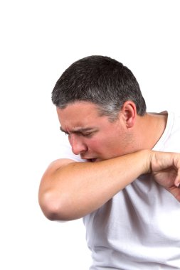 Man Coughing Inside Elbow clipart