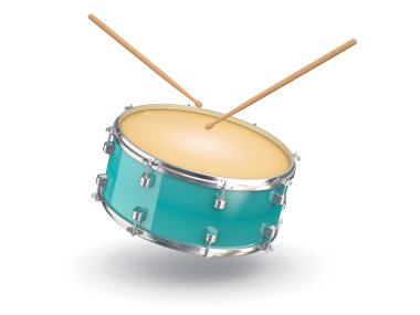Drum and drumsticks. 3d clipart
