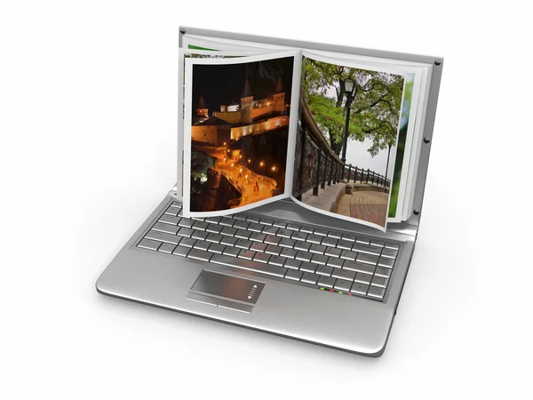 Photoviewer. Photo album as laptop screen. — Stock Photo, Image