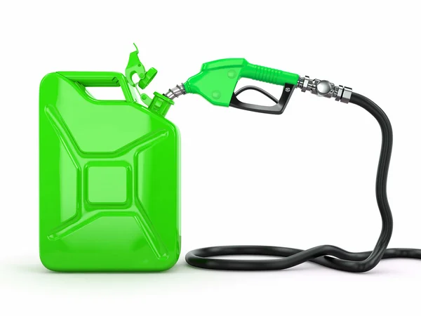 Gas pump nozzle and jerrycan. 3d — Stock Photo, Image