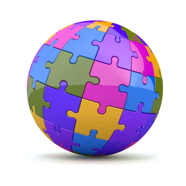 Globus oder Kugel aus Puzzles. 3d — Stockfoto